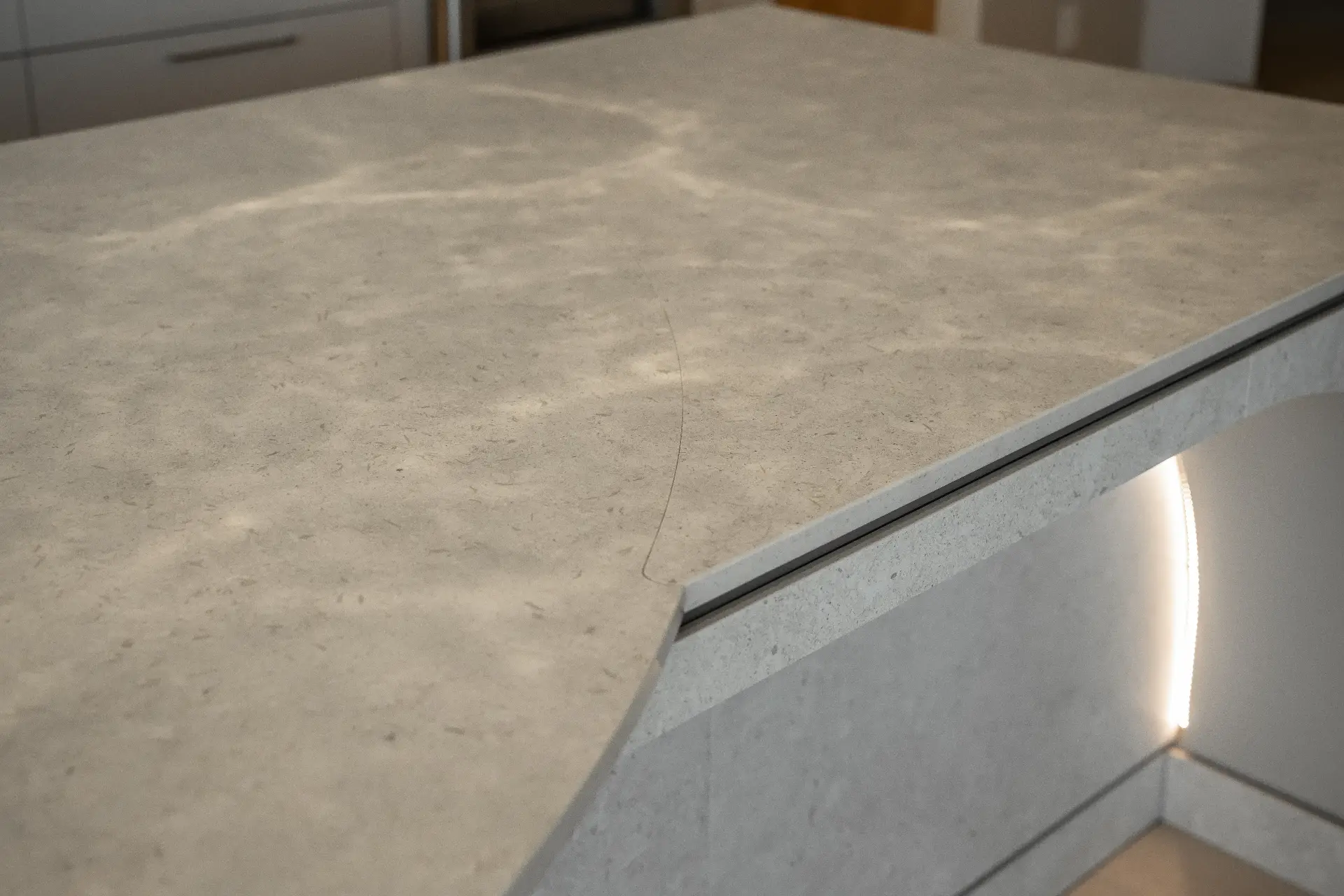 High-end mineral-finish kitchen countertop surface.